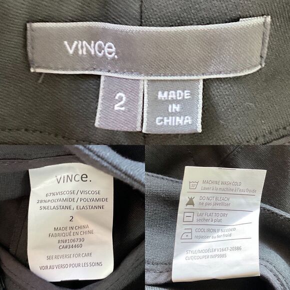 Vince Dark Gray Ponte Front Seam Zipper Skinny Pants 2 - Picture 5 of 5